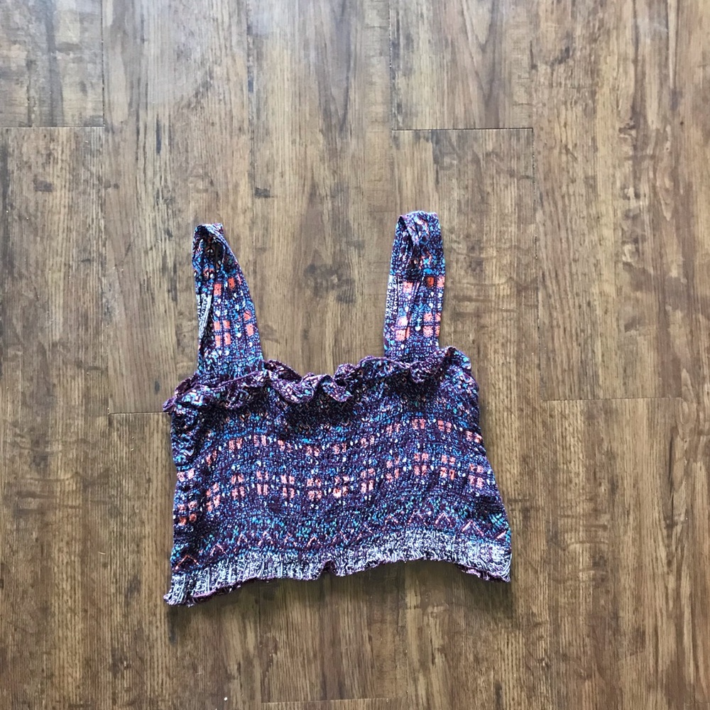 purple patterned crop top